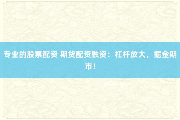 专业的股票配资 期货配资融资：杠杆放大，掘金期市！