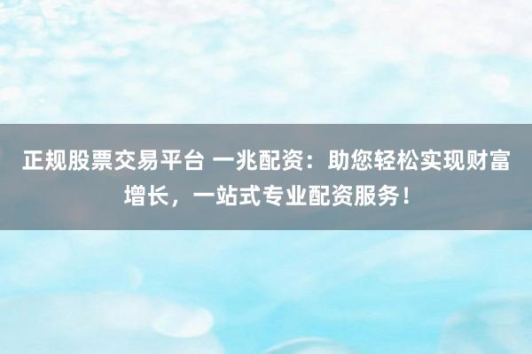 正规股票交易平台 一兆配资：助您轻松实现财富增长，一站式专业配资服务！