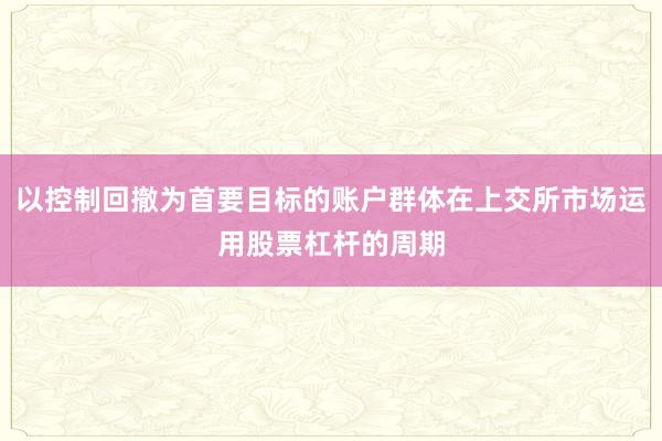 以控制回撤为首要目标的账户群体在上交所市场运用股票杠杆的周期