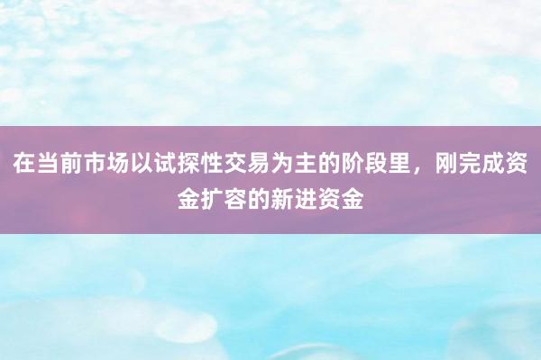 在当前市场以试探性交易为主的阶段里，刚完成资金扩容的新进资金