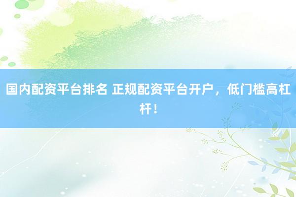 国内配资平台排名 正规配资平台开户，低门槛高杠杆！